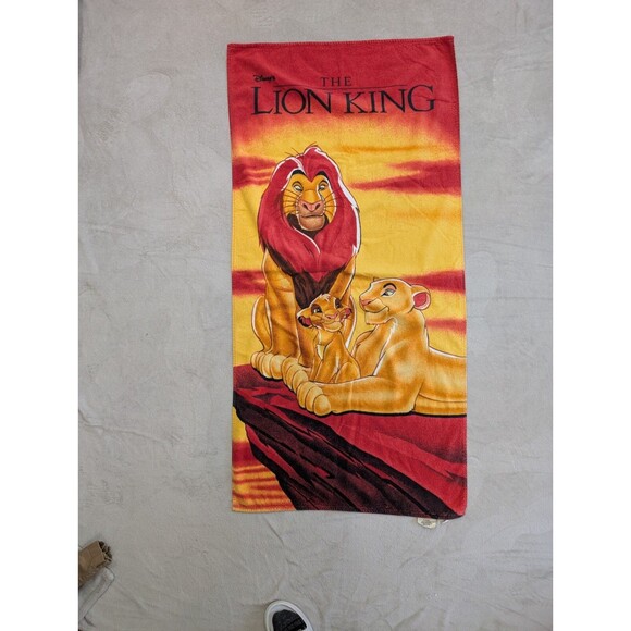 Vintage Disney 1990's Franco Beach Towel The Lion King Simba Mufasa 56x27 - Picture 1 of 3